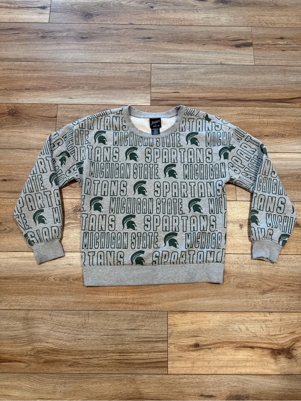 Michigan State Spartans Women’s Gray Crewneck Sweatshirt logo Size Large